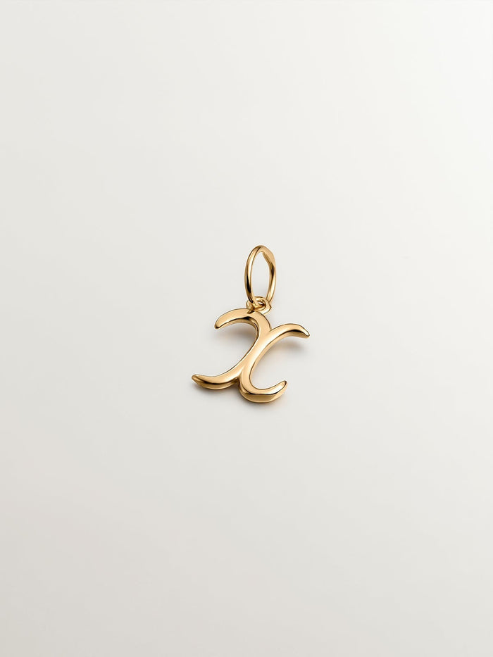 Charm letra X plata recubierta oro  