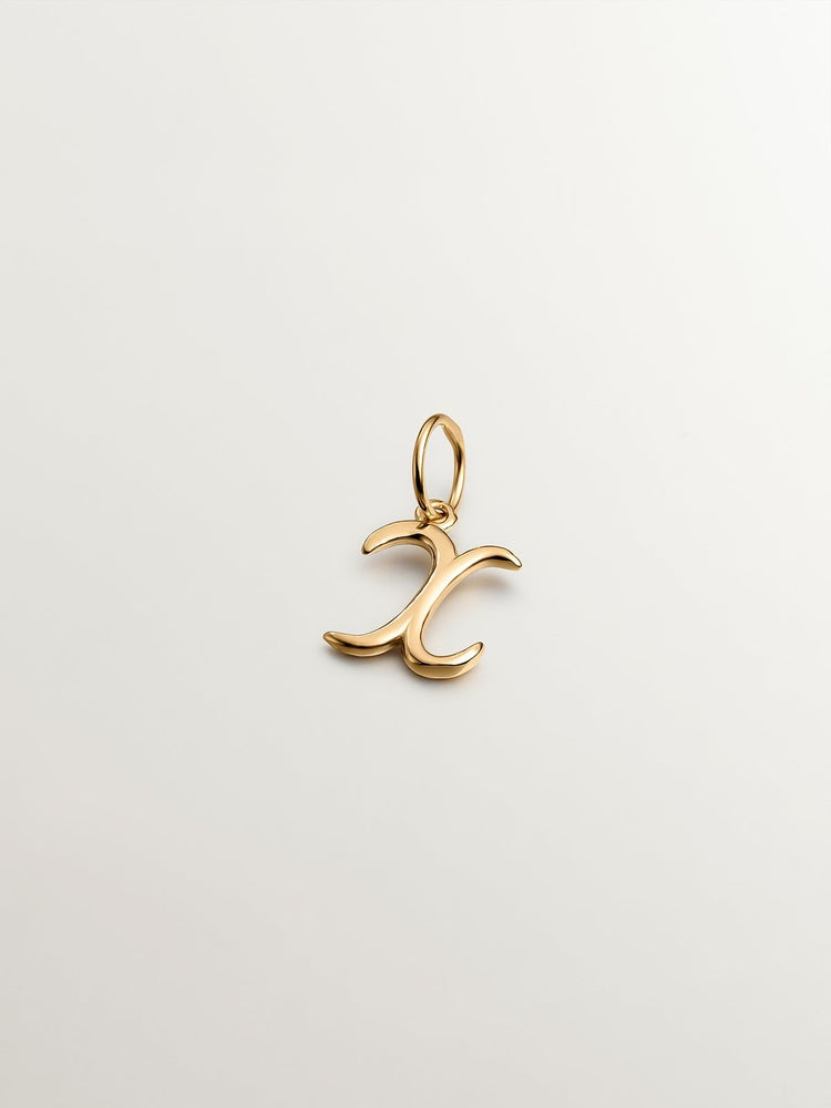 Charm letra X plata recubierta oro  