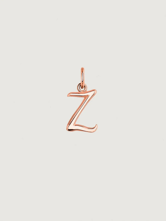 Charm letra Z plata recubierta oro rosa 