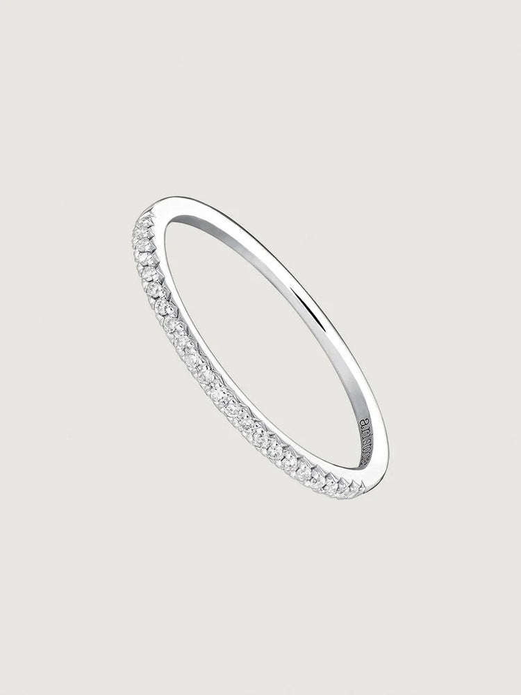 Anillo orla diamantes 0,09 ct oro blanco