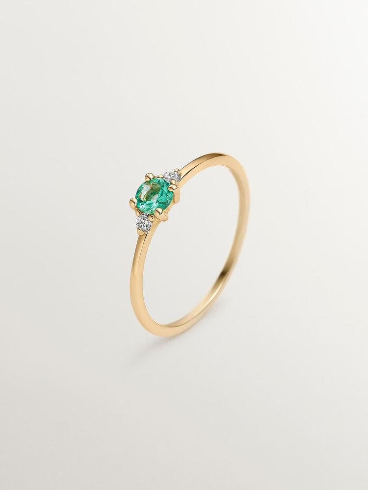 Anillo esmeralda y diamantes oro 9 kt