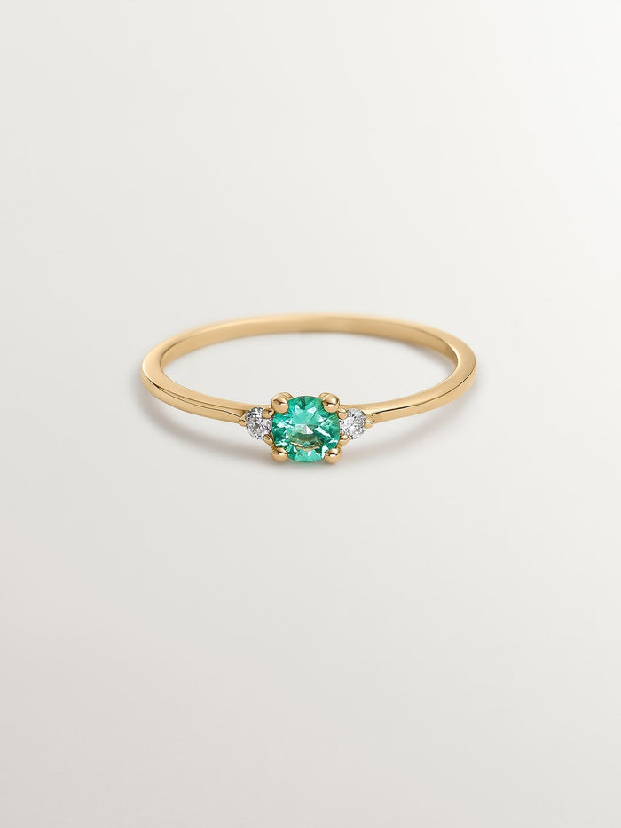 Anillo esmeralda y diamantes oro 9 kt