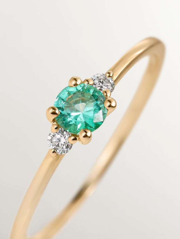 Anillo esmeralda y diamantes oro 9 kt