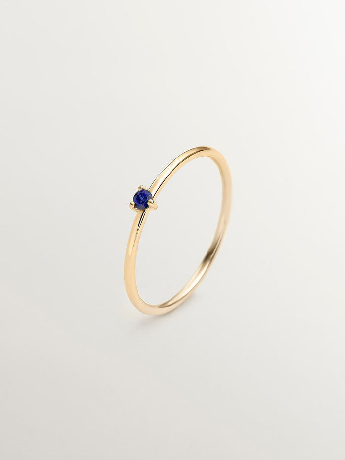 Anillo solitario zafiro oro 9 kt
