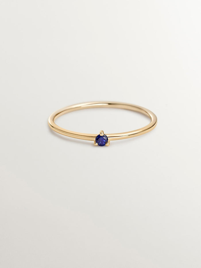 Anillo solitario zafiro oro 9 kt