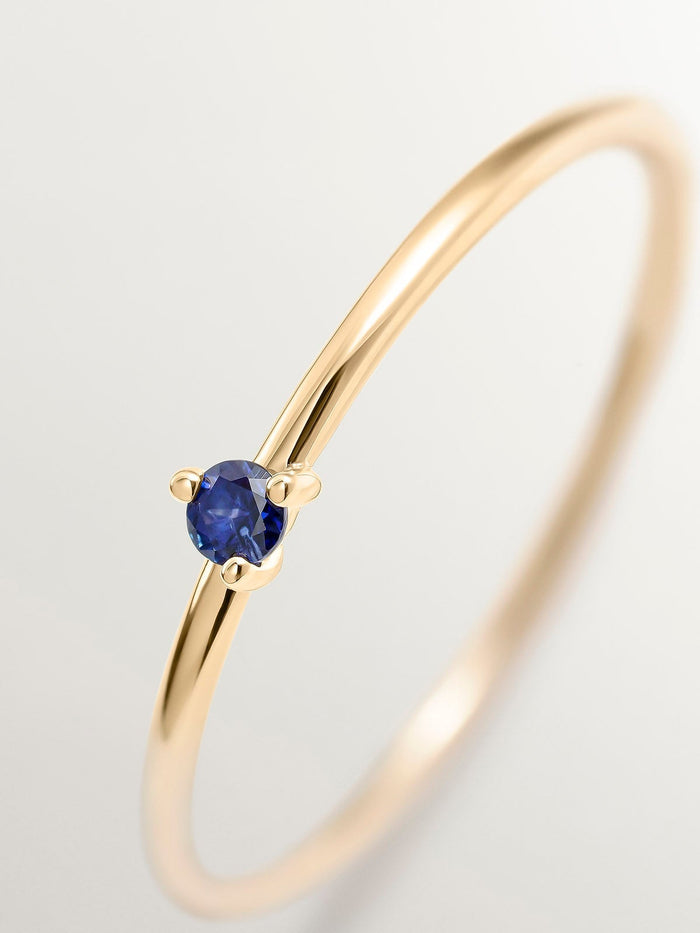 Anillo solitario zafiro oro 9 kt