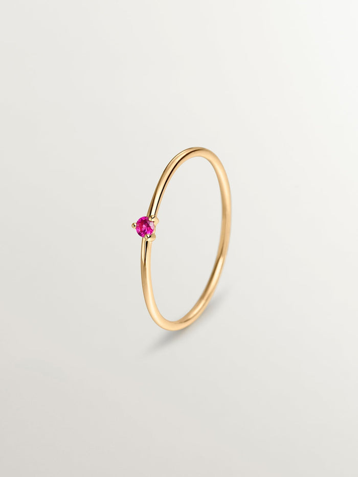 Anillo solitario rubí oro 9 kt
