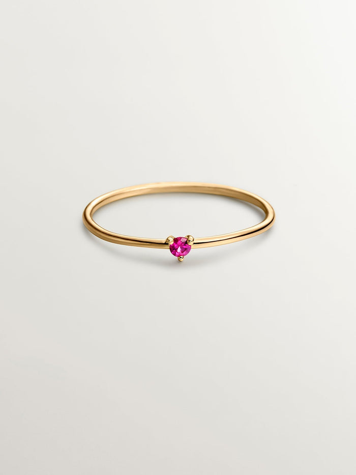 Anillo solitario rubí oro 9 kt