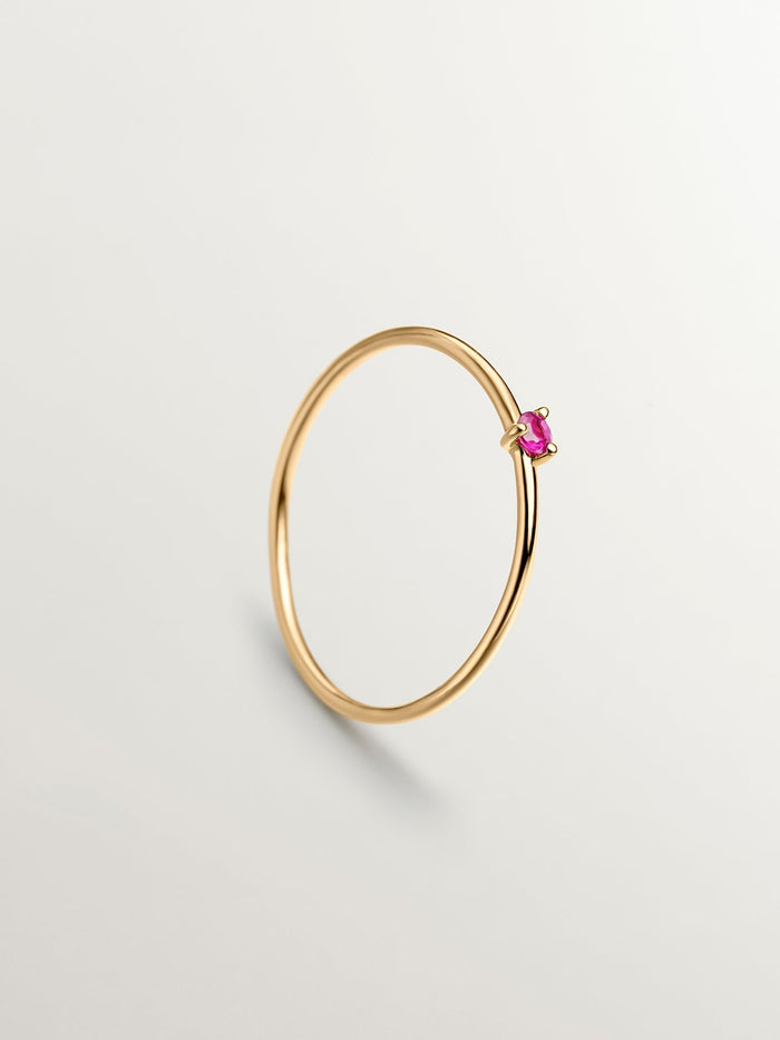 Anillo solitario rubí oro 9 kt