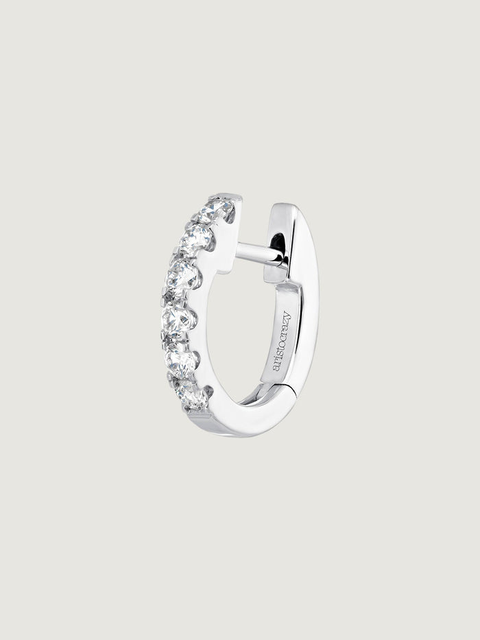 Pendiente individual de oro blanco de 18K con diamantes de 0,16 cts