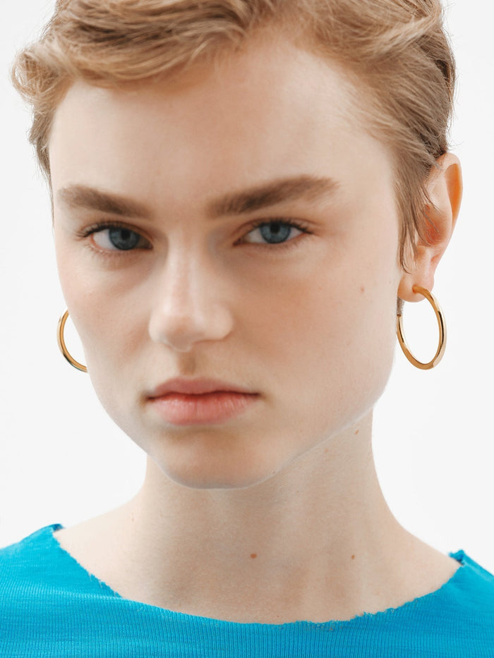 Pendientes de aro grandes de plata 925 bañada en oro amarillo de 18K