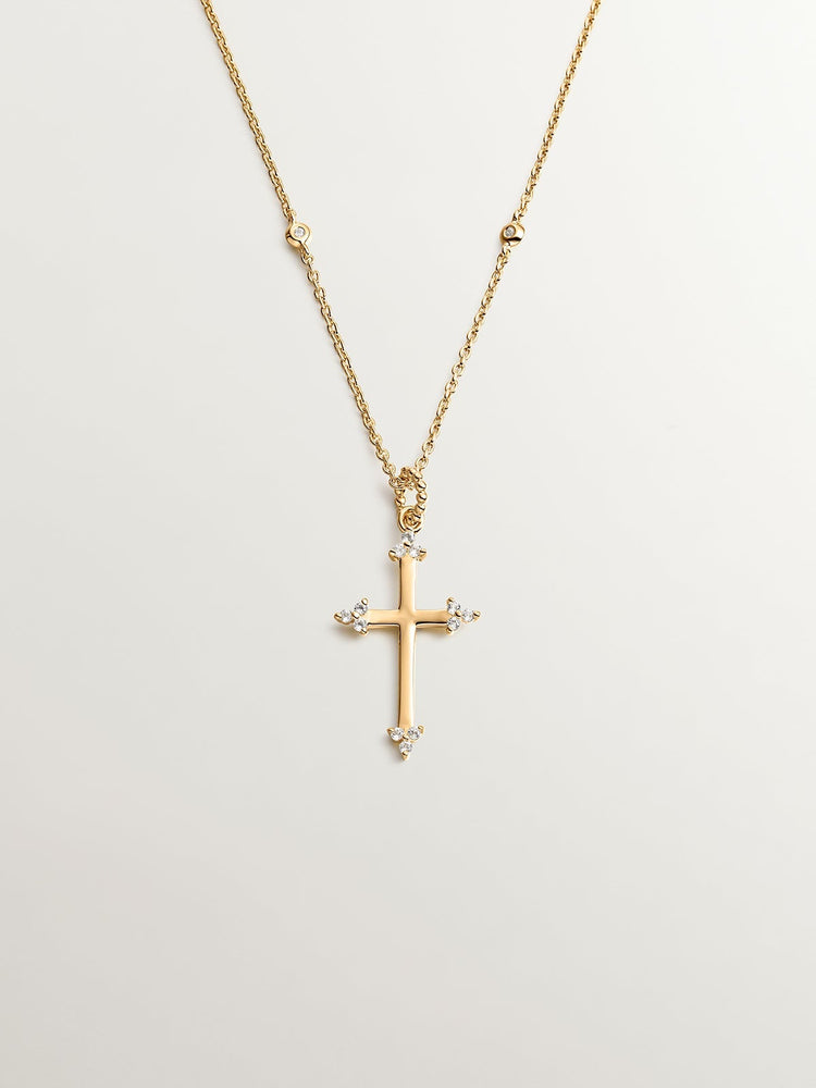 Collar cruz trébol topacios plata recubierta plata recubierta oro