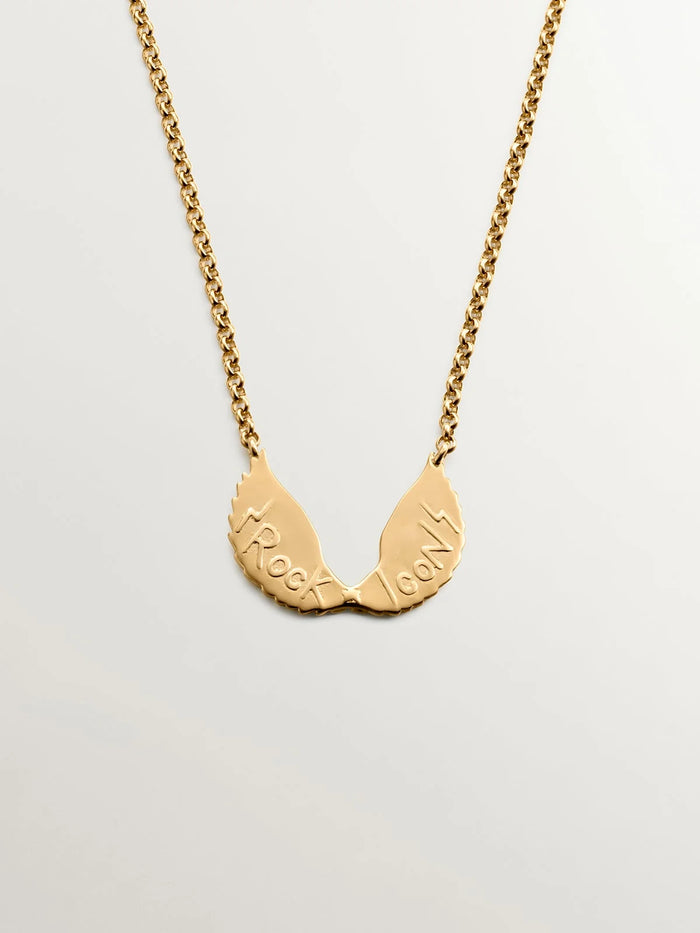 Colgante de plata 925 bañada en oro amarillo de 18K con alas