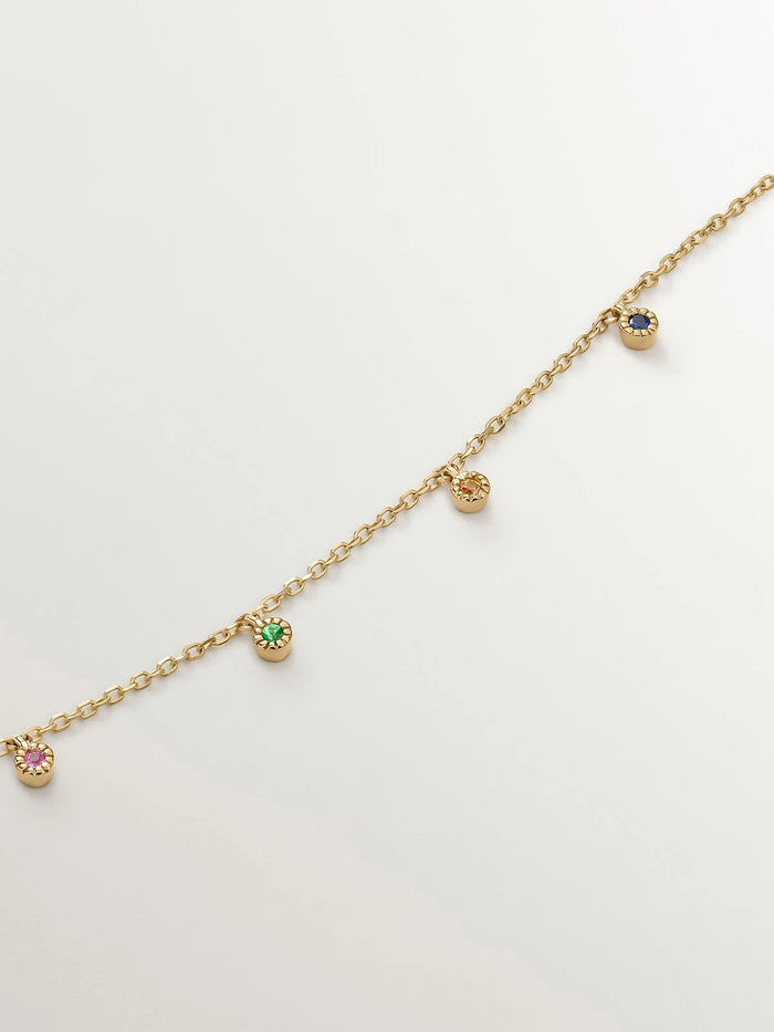 Collar de oro amarillo de 18K con tsavoritas y zafiros multicolor