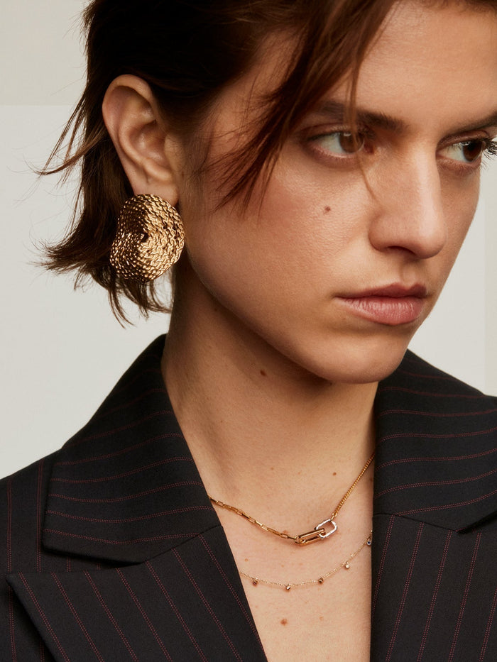 Collar de oro amarillo de 9K con tsavoritas y zafiros multicolor