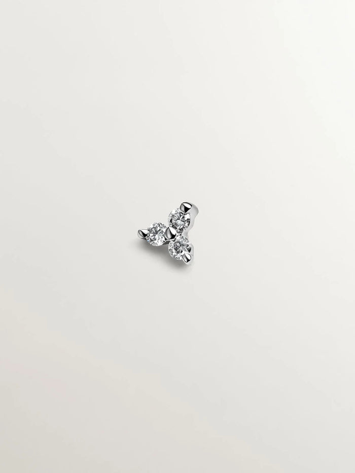 Piercing de oro blanco de 18k con trébol de diamantes