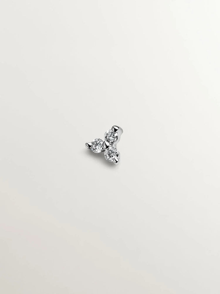 Piercing de oro blanco de 18k con trébol de diamantes