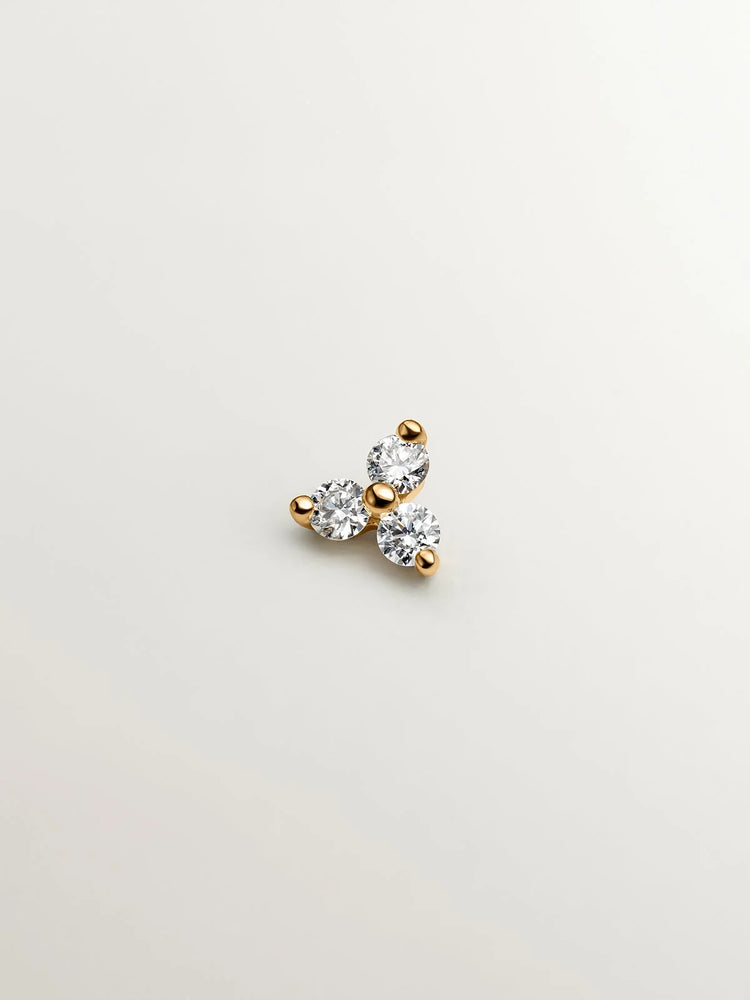 Piercing de oro amarillo de 18K con trébol de diamantes 0,06 cts