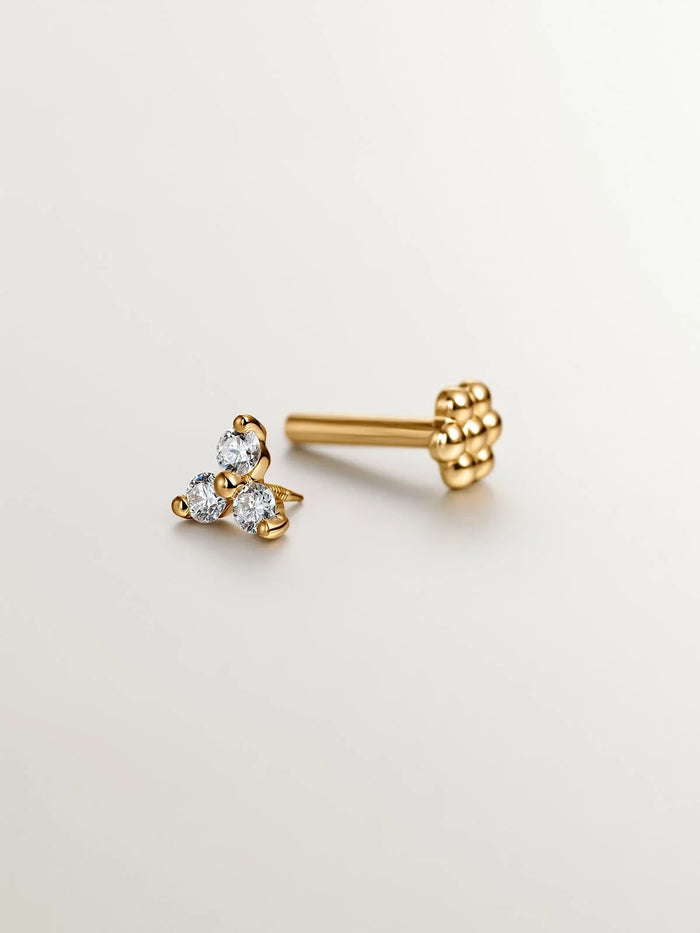 Piercing de oro amarillo de 18K con trébol de diamantes 0,06 cts