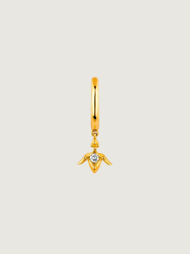 Piercing aro loto diamante 0,012 ct  oro 9 kt