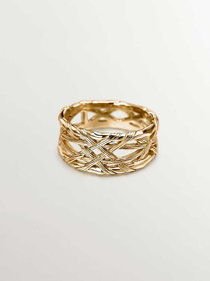 Anillo pequeño mimbre plata recubierta oro