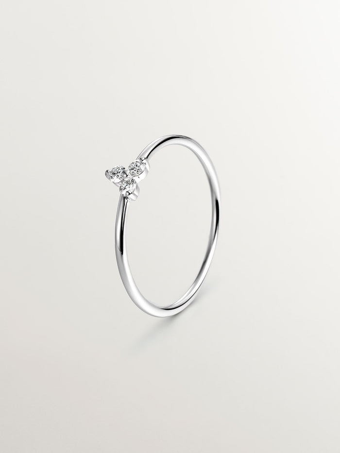 Anillo trébol diamantes 0,075 ct oro blanco