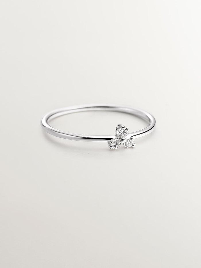 Anillo trébol diamantes 0,075 ct oro blanco
