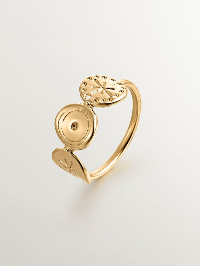 Anillo étnico círculos plata recubierta oro