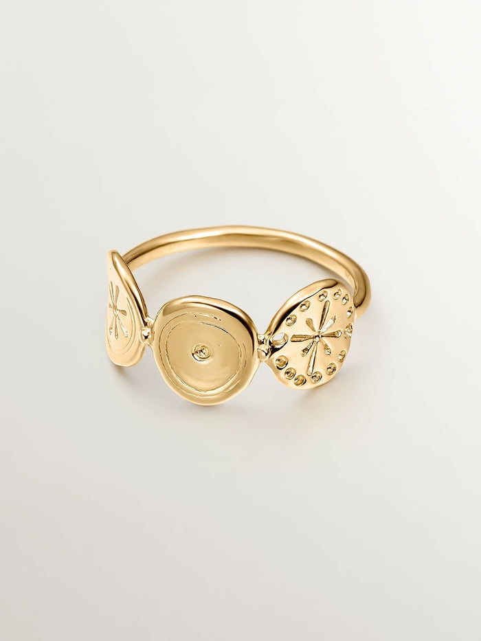 Anillo étnico círculos plata recubierta oro