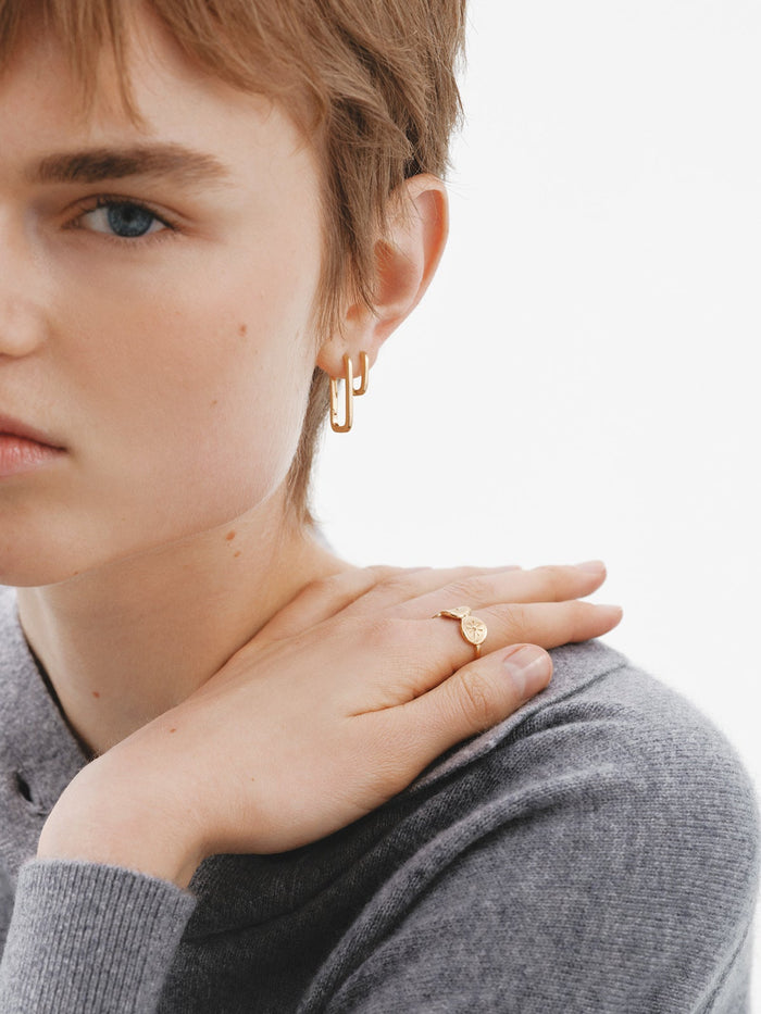 Anillo étnico círculos plata recubierta oro