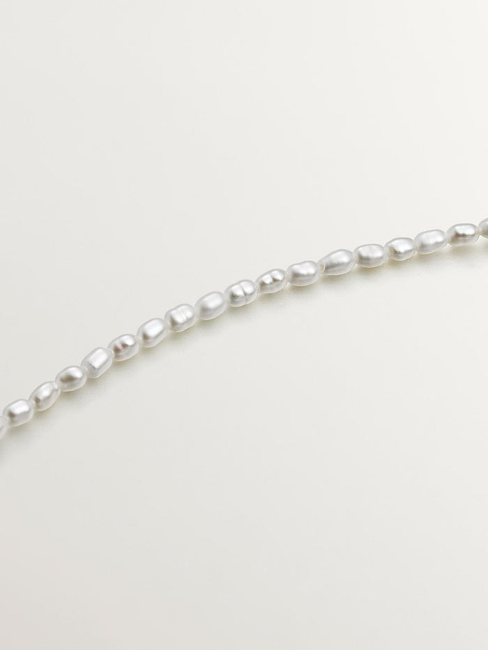 Pulsera motivo flor perla plata recubierta oro