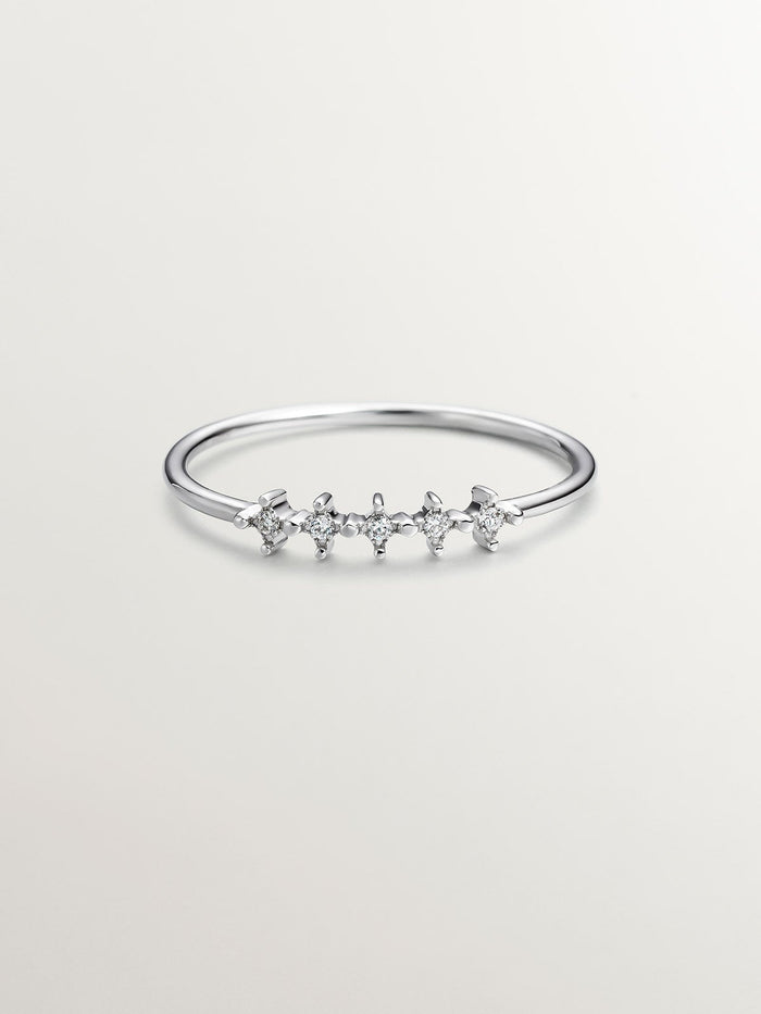 Anillo cinco diamantes oro blanco 9kt