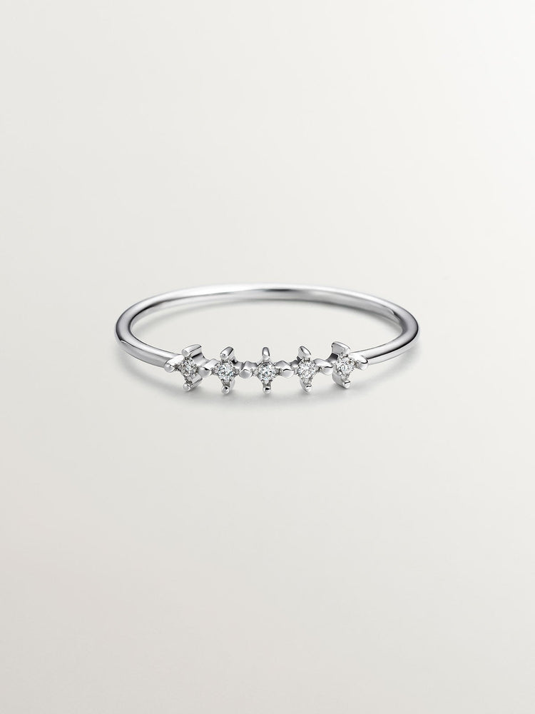 Anillo cinco diamantes oro blanco 9kt