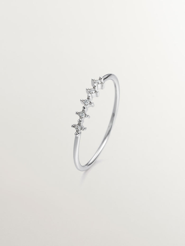 Anillo cinco diamantes oro blanco 9kt