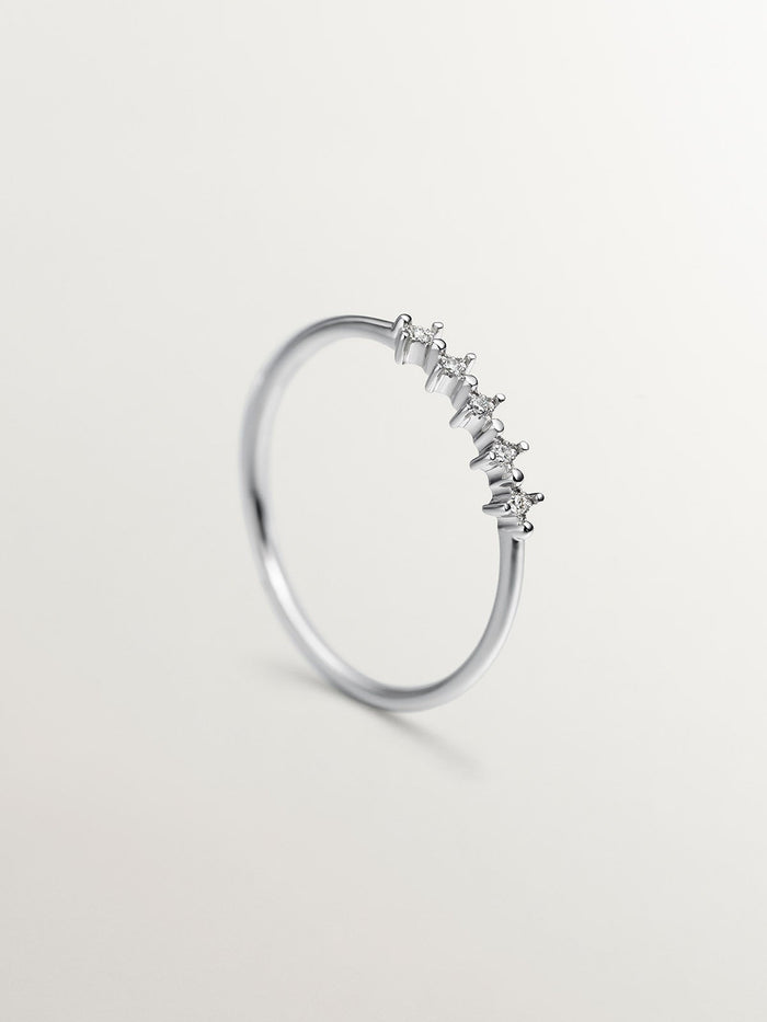 Anillo cinco diamantes oro blanco 9kt