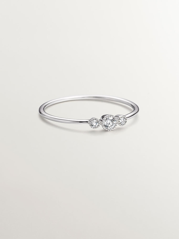 Anillo tres diamantes oro blanco 9kt