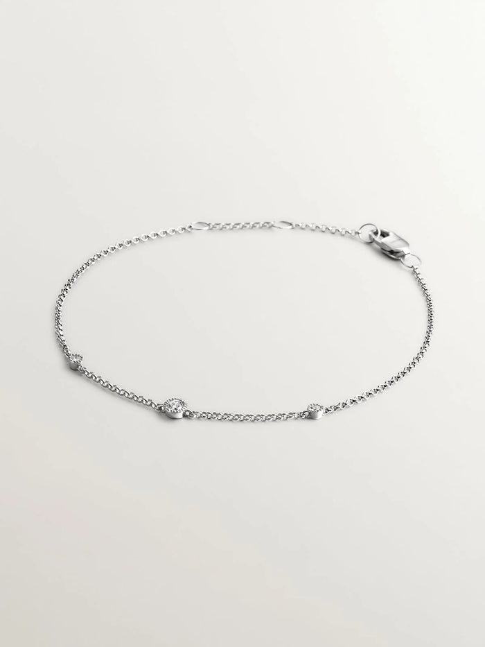 Pulsera de oro blanco de 18K con diamante ISI2 0,097 cts
