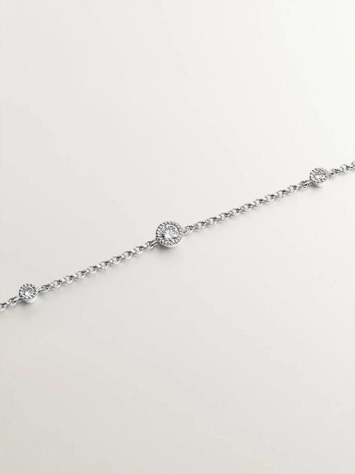 Pulsera de oro blanco de 18K con diamante ISI2 0,097 cts