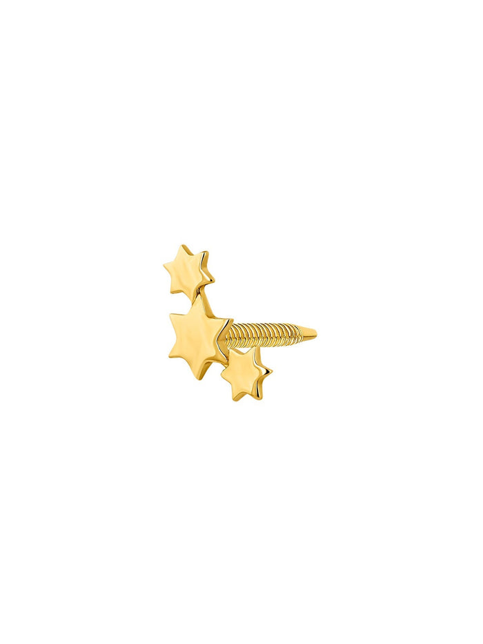 Pendiente individual de oro amarillo de 9K con estrellas