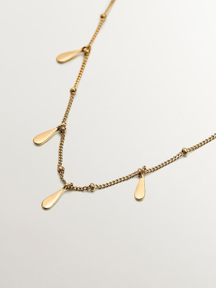 Collar de plata 925 bañada en oro amarillo de 18K con lágrimas