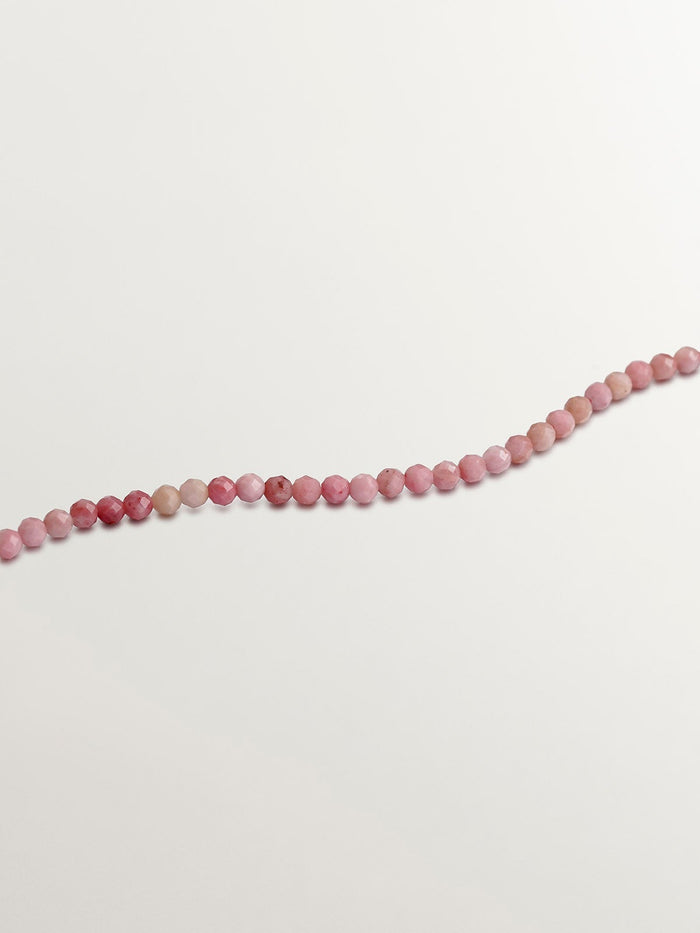 Cadena bolas rodonita plata recubierta oro