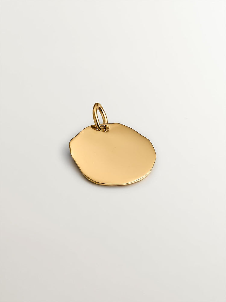 Charm medalla inicial Y artesanal plata recubierta oro