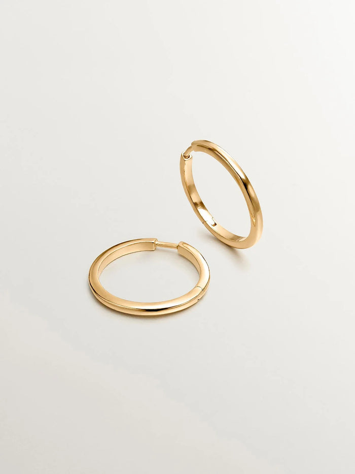 Pendientes de aro medianos de plata 925 bañada en oro amarillo de 18K
