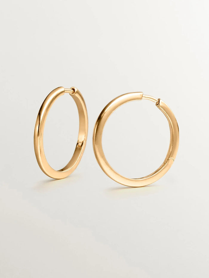 Pendientes de aro medianos de plata 925 bañada en oro amarillo de 18K
