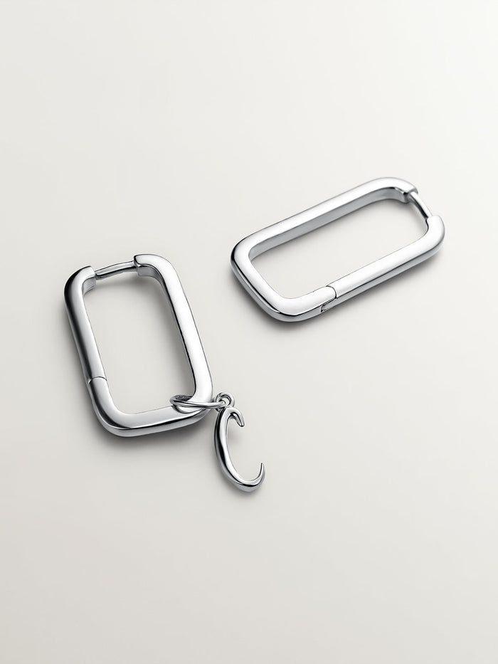 Pendientes rectangulares plata  
