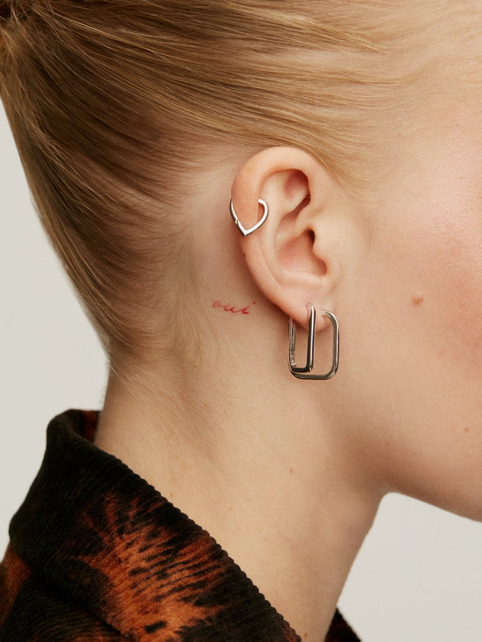 Pendientes rectangulares plata  