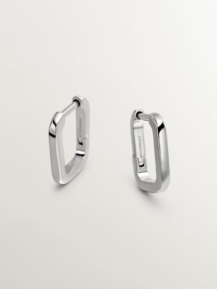 Pendientes de aro cuadrados de plata 925
