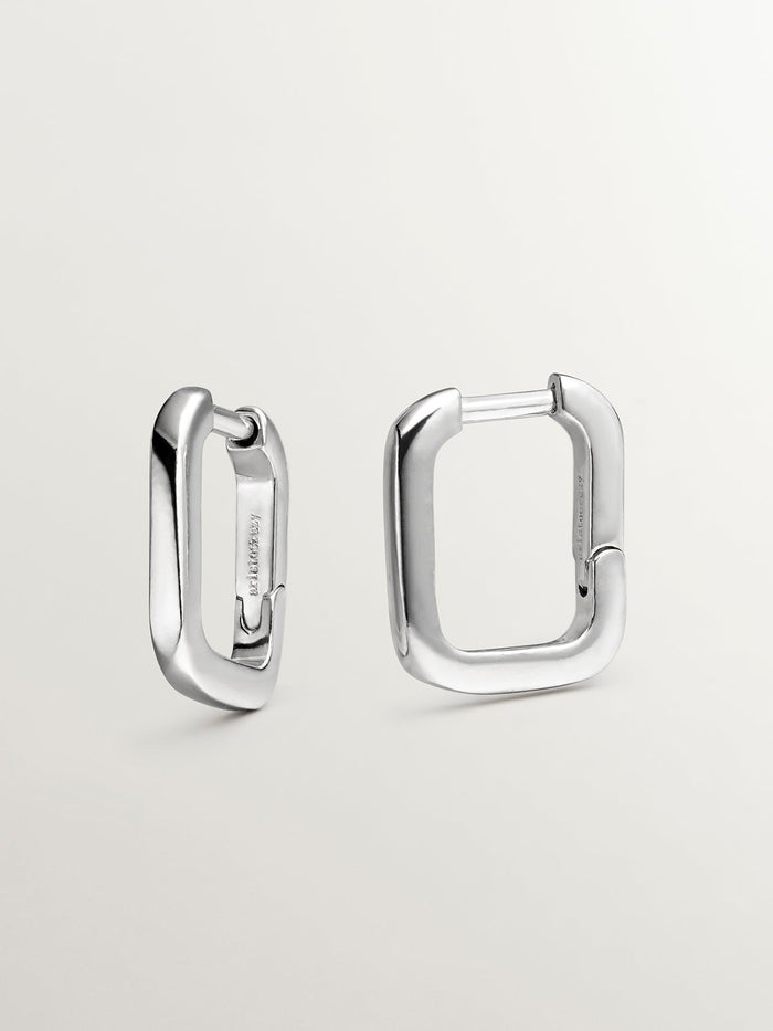 Pendientes de aro cuadrados de plata 925