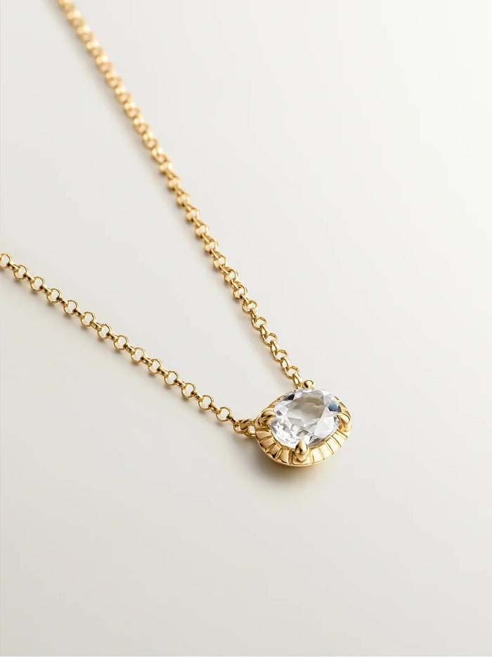 Colgante de plata 925 bañada en oro amarillo de 18K con amatista verde