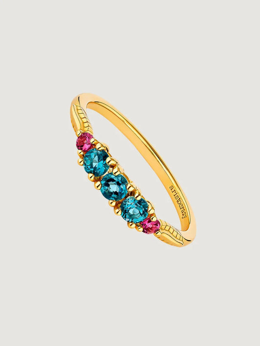 Anillo topacio plata recubierta oro
